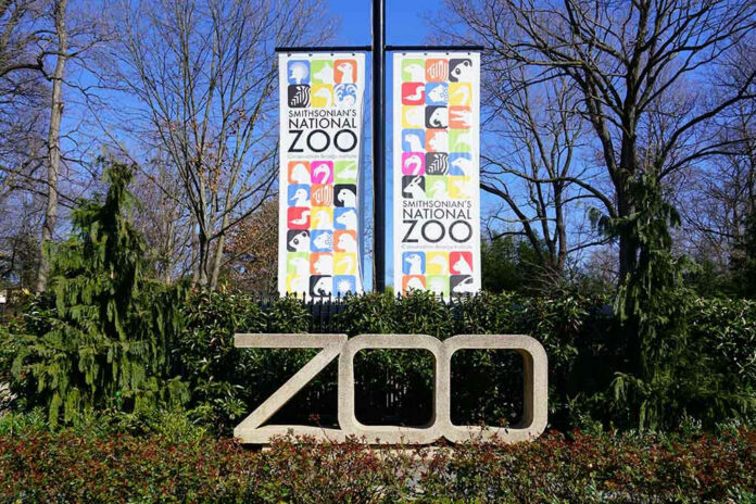 1663908133-1 Smithsonians National Zoo entrance with colorful banners.