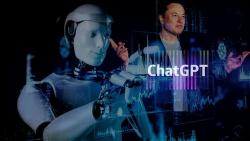 shutterstock2263612621jpg Humanoid robot typing with holographic interface and ChatGPT text overlay
