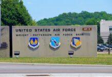 Army Unveils Plan to Strengthen U.S. Mineral Supply Chain Entrance sign of Wright-Patterson Air Force Base with military emblems
