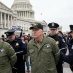 Capitol Hill Clash Turns Physical as Charges Are Sought Veterans being arrested during a protest outside the Capitol building